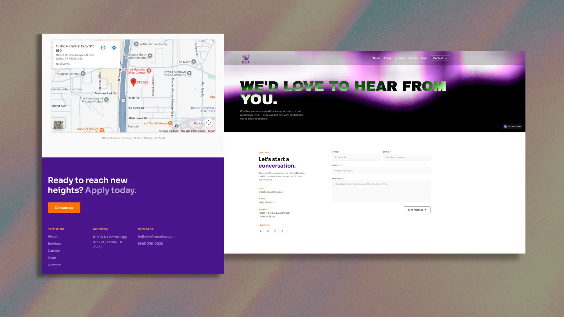 Sky Alliance contact page or section